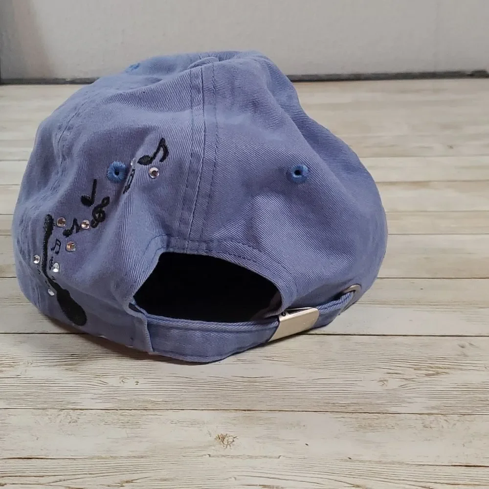 Gibson Pure Guitarists Baseball Cap‎ Hat Cornflower Blue w Crystals Bling Ladies